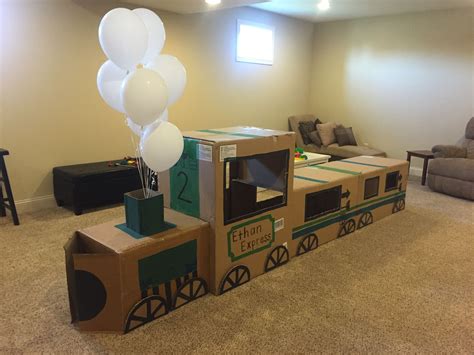 cardboard train perfect  toddler parties train toddler party