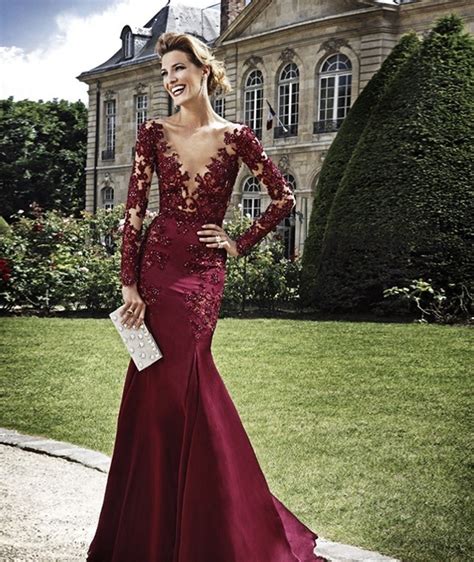 unique designer burgundy mermaid prom dresses women long sleeves