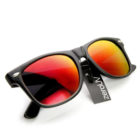 Matte Black Polarized Mirror Lens Wayfarer Sunglasses Zerouv