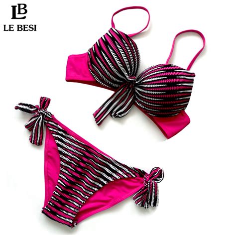lebesi 2017 new stripe sexy bikini set sexy biquini female swimsuit for