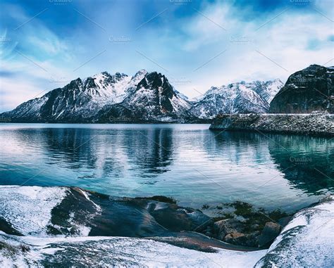 winter norway lake high quality nature stock  creative market