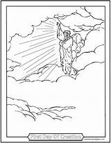 Coloring Creation Pages God Heaven Earth Created Commandments Commandment Drawing Ten Bible First 3rd Story Beginning Light Angels Genesis Jesus sketch template