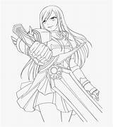 Fairy Tail Erza Coloring Pages Drawings Fairytail Kindpng sketch template