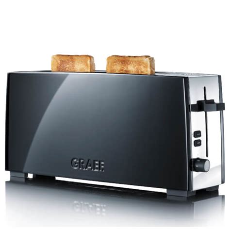 graef long slot  slice toaster black gloss homeware thehutcom
