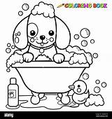 Coloring Bath Dog Tub Taking Clipart Bathtub Outline Book Vector Bubble Shutterstock Stock Pages Color Drawing Printable Alamy Cat Animal sketch template
