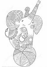 Zentangle Coloring Cute Elephant Pages Printable Categories sketch template