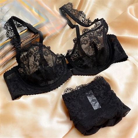 sexy sheer lace bra set women push up bra sets and panty underwear