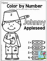 Johnny Appleseed Coloring Pages Color Preschool Number Apple Printables Kindergarten Numbers Fall Apples Worksheets Activities Theme Crafts Fun Basic Practice sketch template