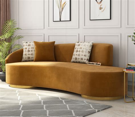 buy osbert  seater curved sofa  brass cladding velvet chestnut