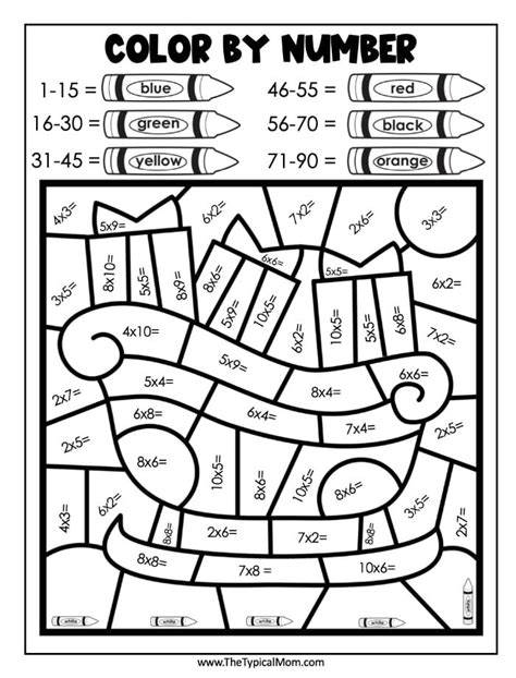 color  number christmas printable