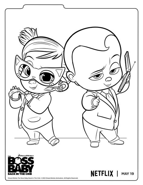 boss baby theodore tina coloring page likes  coloring home