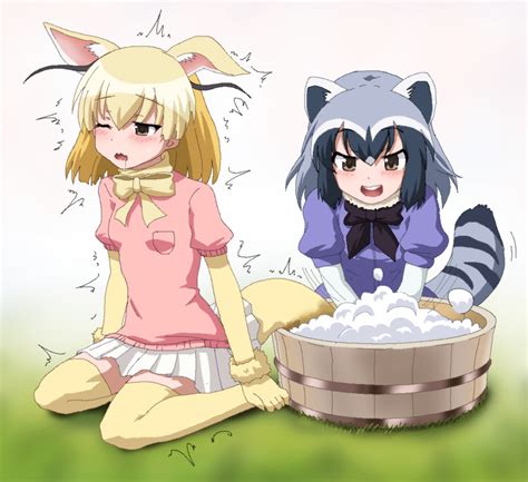 common raccoon and fennec kemono friends drawn by