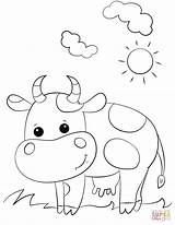 Coloring Cow Pages Cute Cartoon Printable Drawing Colorings Paper sketch template