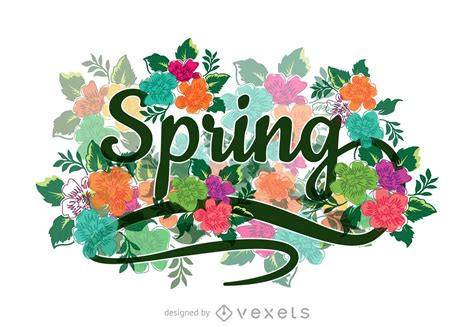 floral calligraphic spring sign vector