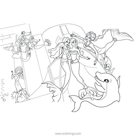 barbie mermaid coloring pages characters xcoloringscom