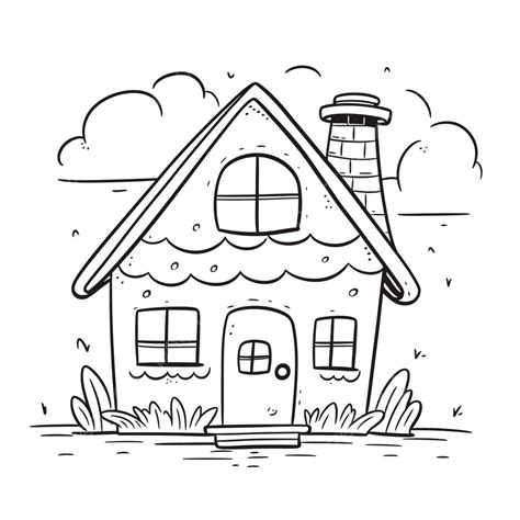 doodle house coloring page  vector image   outline
