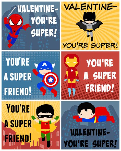 printable superhero valentines