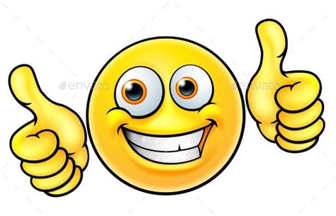 an illustration of a happy smiling emoji emoticon character giving a double thumbs up graphic