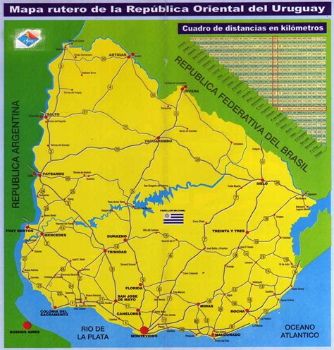 large scale road map of uruguay uruguay south america mapsland