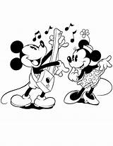 Mickey Mouse Minnie Coloring Music Classic Pages Playing Printable Vintage sketch template