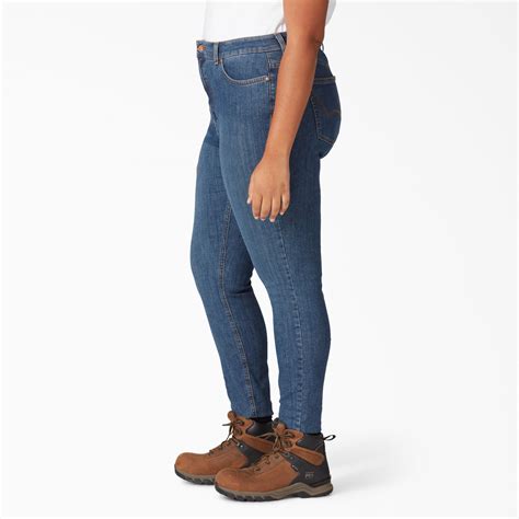 womens  perfect shape skinny leg stretch denim jeans stonewashed indigo blue dickies
