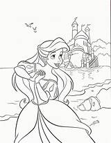 Coloring Ariel Pages Disney Princess Dress Castle Library Clipart sketch template