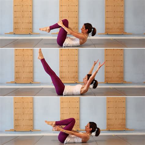 double leg stretch pilates ab workout series   popsugar fitness photo