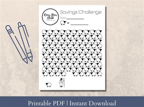 printable savings challenge  digital