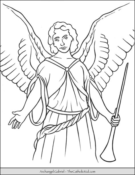 archangel gabriel coloring page thecatholickidcom