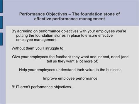 performance objectives  key management technique