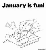 January Coloring Printable Pages Winter Color Book sketch template
