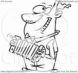 Accordion Coloring Line Cartoon Playing Illustration Happy Man Royalty Clipart Rf Toonaday Ron Leishman Regarding Notes sketch template