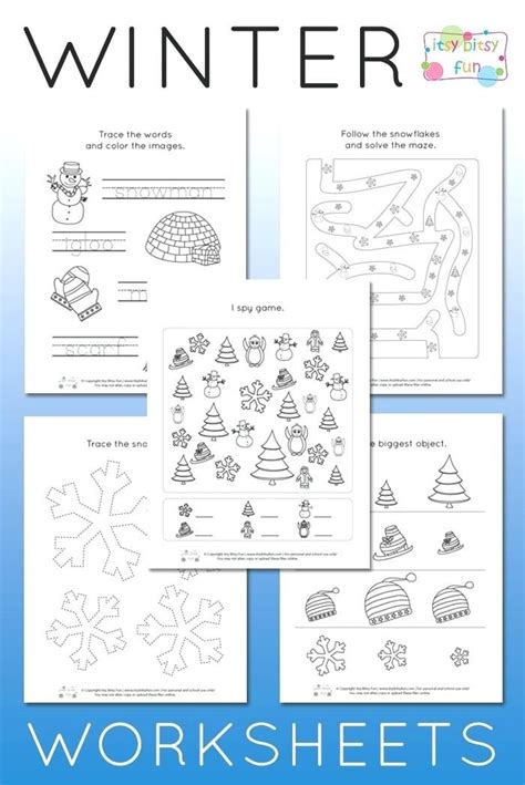 printable winter worksheets  kindergarten    fun  grade