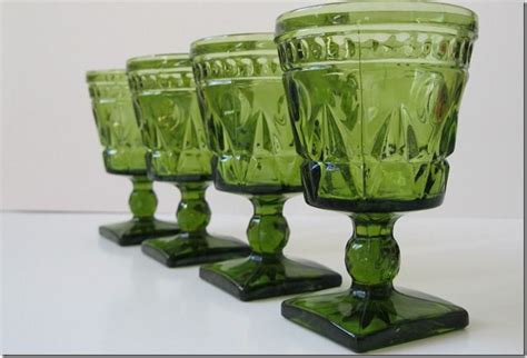 beautiful vintage green water glasses green glassware vintage