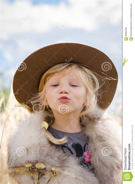 adorable kiss showing girl stock image image of person