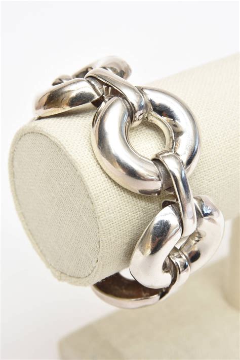 sterling silver chunky vintage link bracelet  sale  stdibs