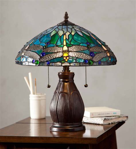 allendale dragonfly tiffany stained glass table lamp lamps and