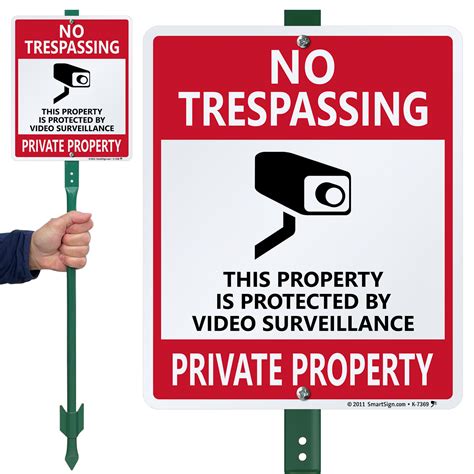 no trespassing sign video surveillance signs ships