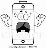 Mascot Screaming Battery Coloring Clipart Cartoon Cory Thoman Outlined Vector 2021 sketch template