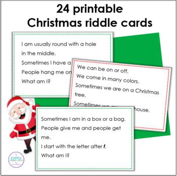 christmas riddles printable vocabulary cards  activities tpt