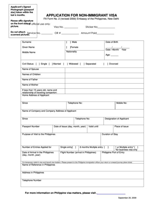 application for non immigrant visa printable pdf download