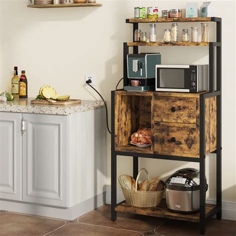 buy idealhouse bakers rack  power outlet coffee bar cabinet