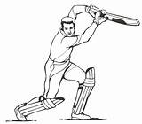 Cricket Batsman sketch template