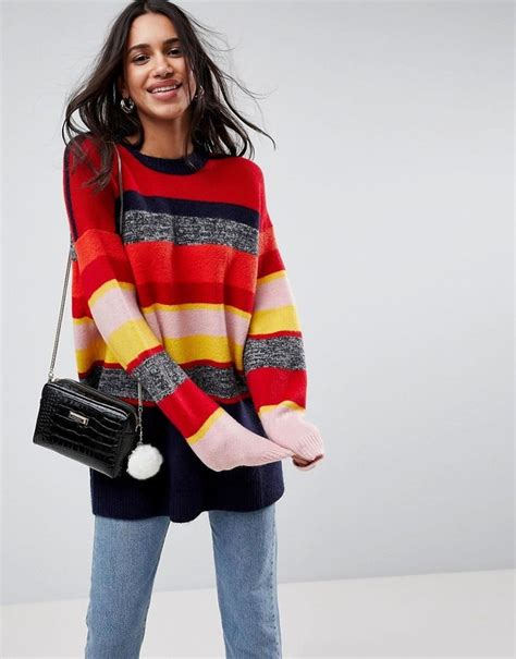 asos oversized sweater  stripe winter sweaters  popsugar fashion photo