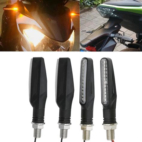 pcs flowing water motorcycle turn signal universal indicators blinkers flexible bendable lamp