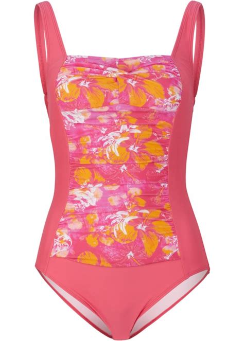 stilvoller badeanzug aus nachhaltiger badeware pink bonprix