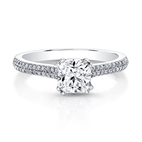 Ideal2 Classic Double Row Pave Diamond Engagement Ring 26954