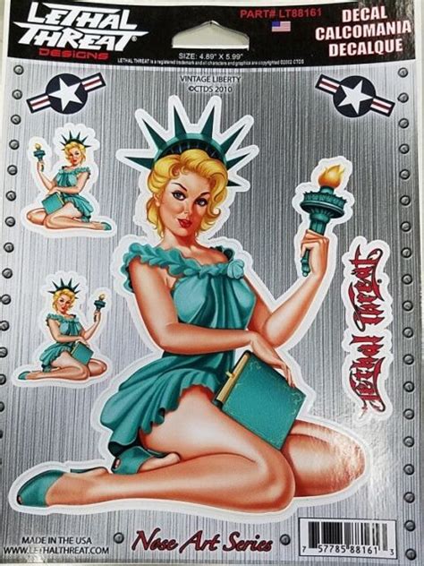 lethal threat vintage liberty pin up girl decal sticker 6 x6 lt88161