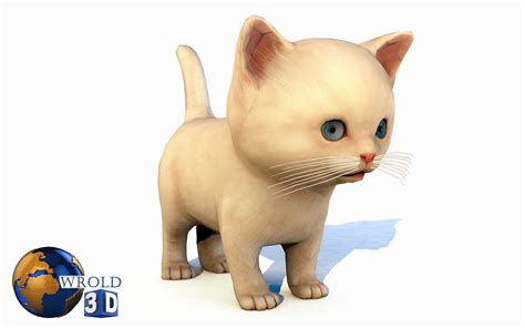 animated lowpoly cute kitten rigged 3d model cgtrader