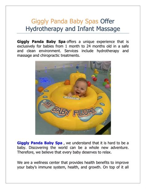 giggly panda baby spas offer hydrotherapy  infant massage